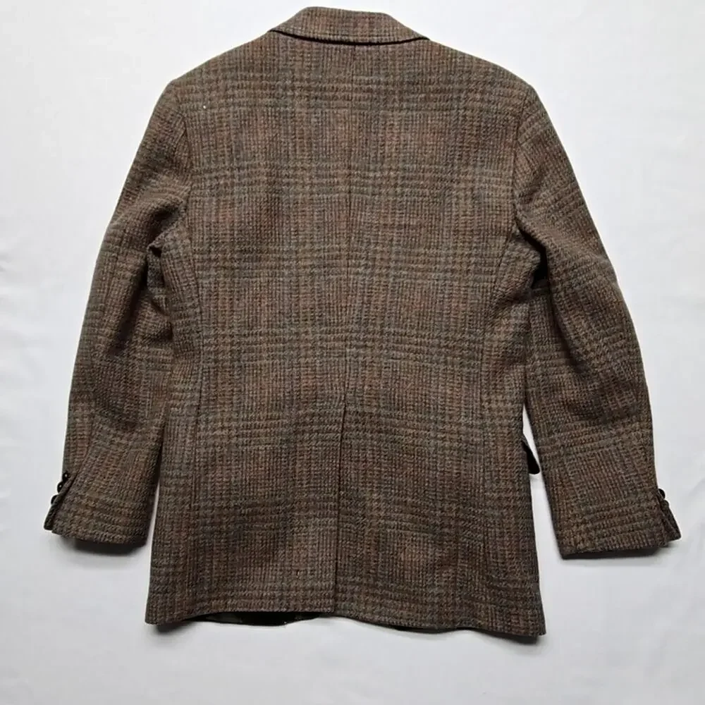 Vintage 911 Collection Wool Blazer Plaid Brown Mens Jacket 38R Classic